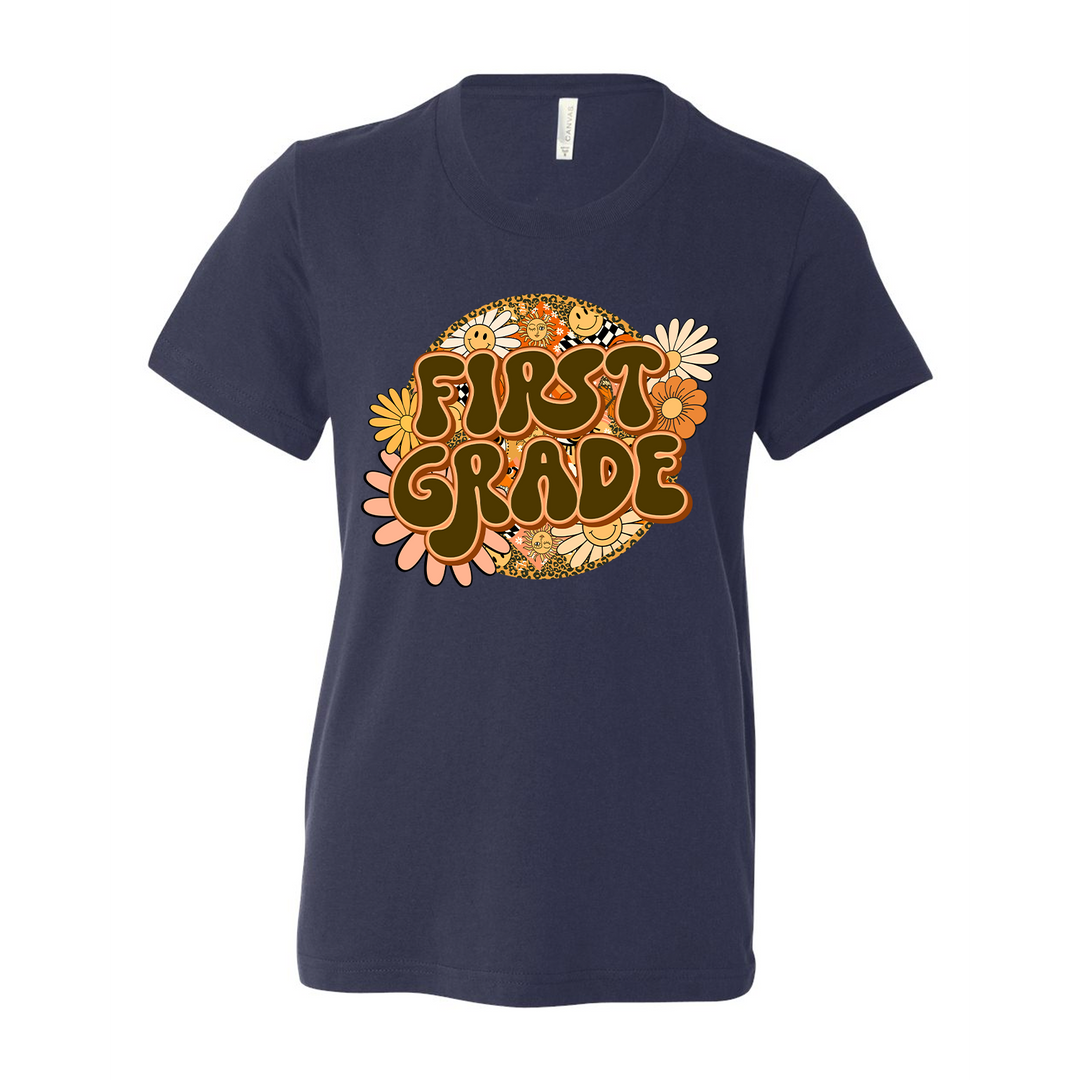 Retro Flowers School Grades Youth T-Shirt (Boutique)