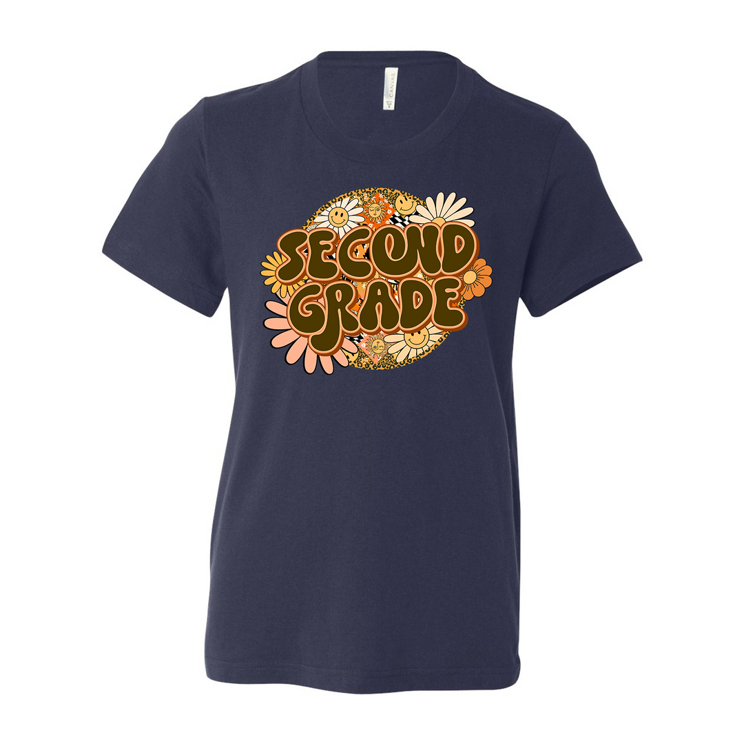 Retro Flowers School Grades Youth T-Shirt (Boutique)