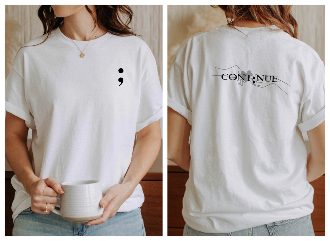 Continue - Front Left Pocket and Back Print Unisex T-Shirt (Boutique)