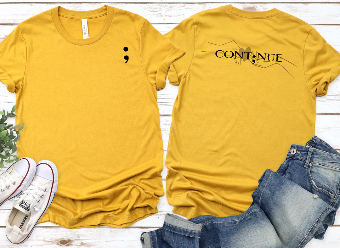 Continue - Front Left Pocket and Back Print Unisex T-Shirt (Boutique)