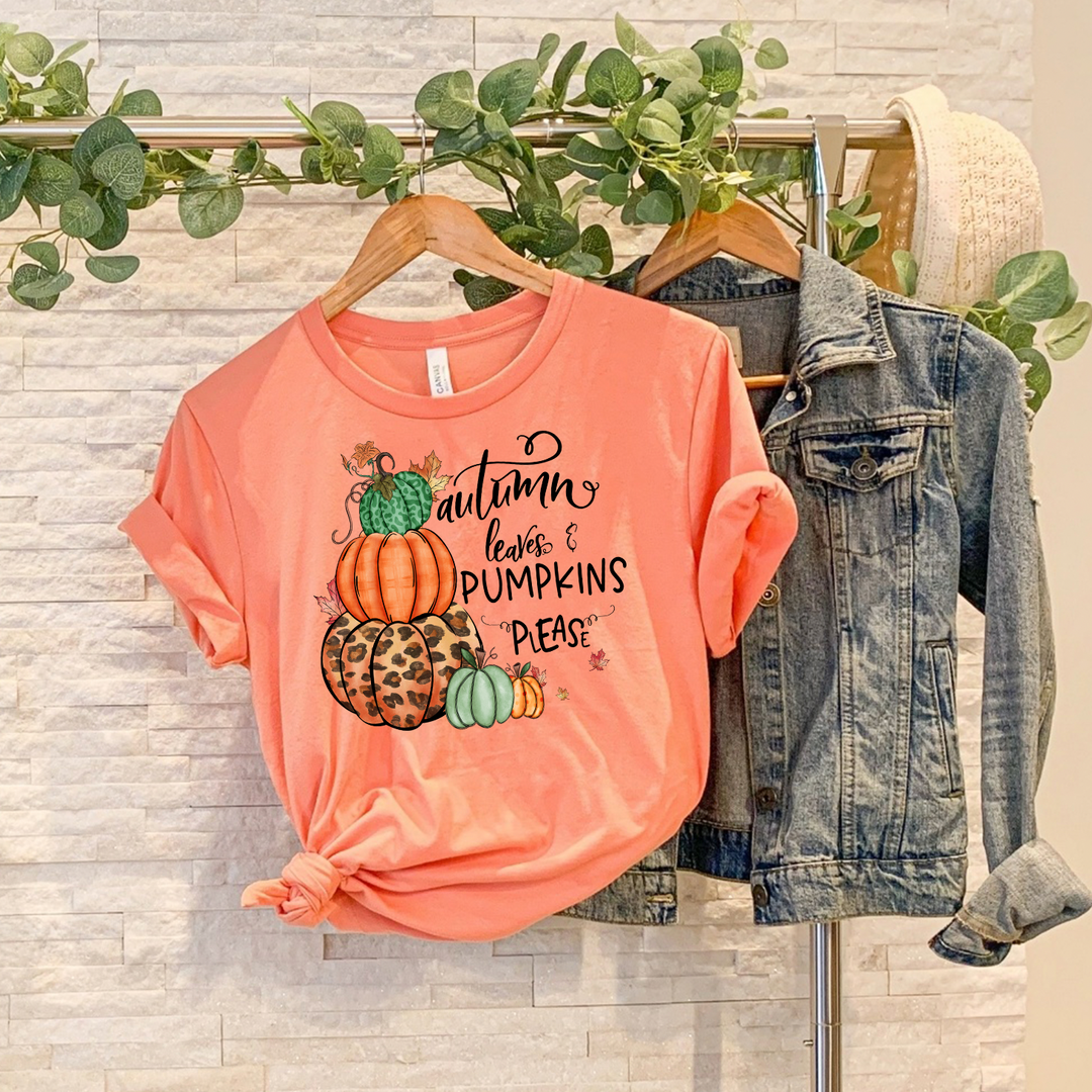 Autumn Leaves and Pumpkin Please Unisex T-Shirt (Boutique)