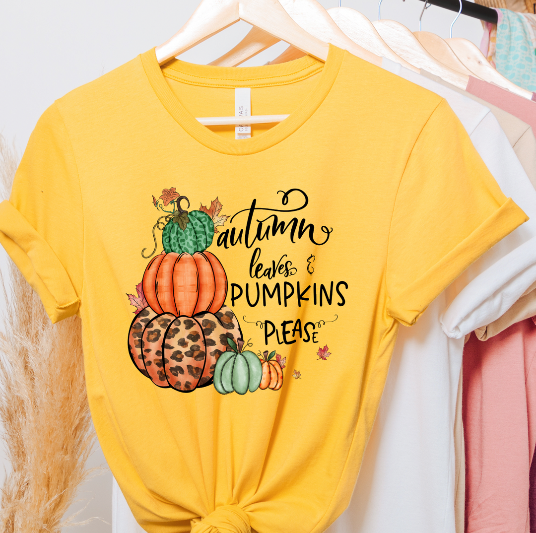 Autumn Leaves and Pumpkin Please Unisex T-Shirt (Boutique)