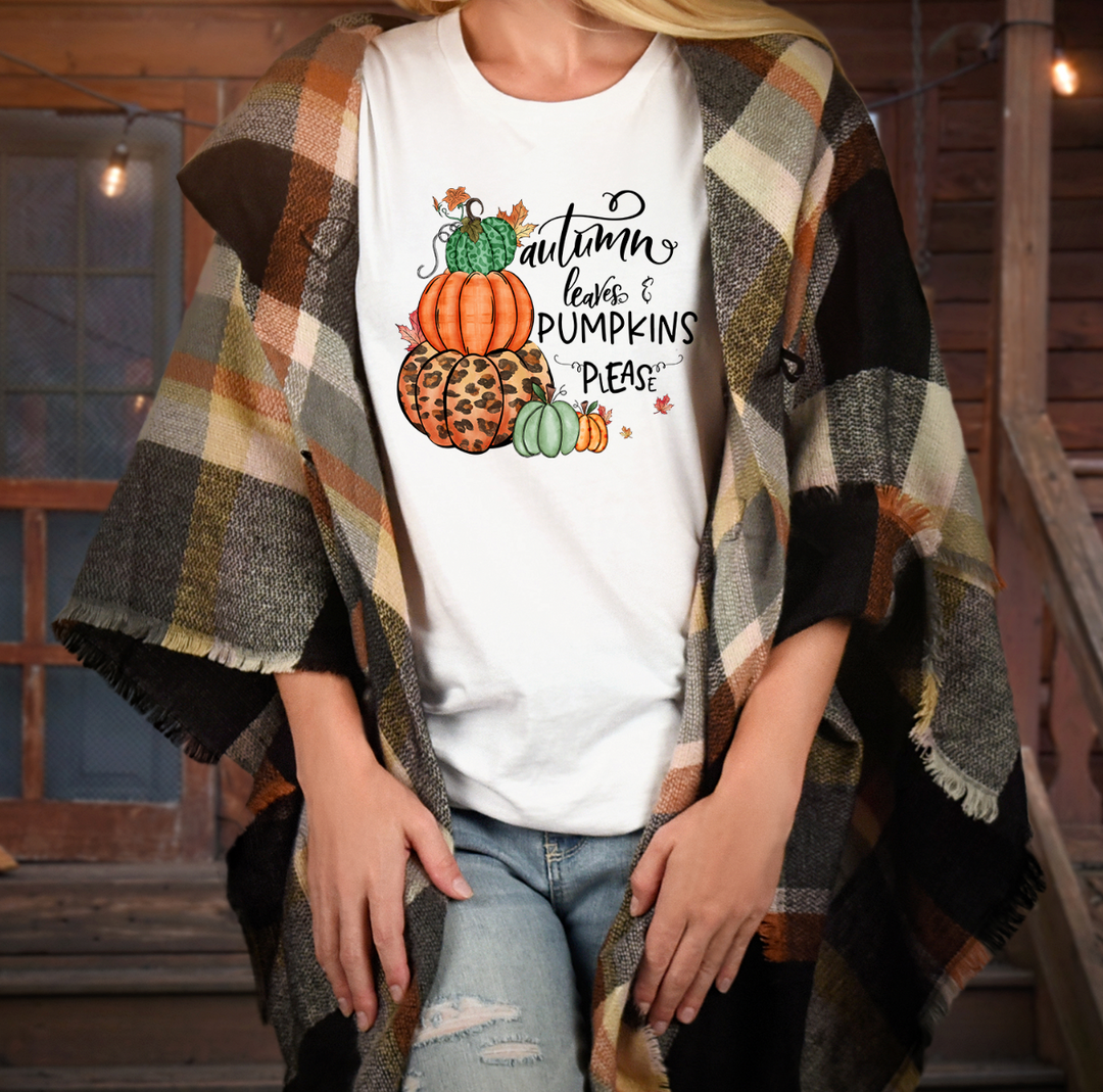 Autumn Leaves and Pumpkin Please Unisex T-Shirt (Boutique)