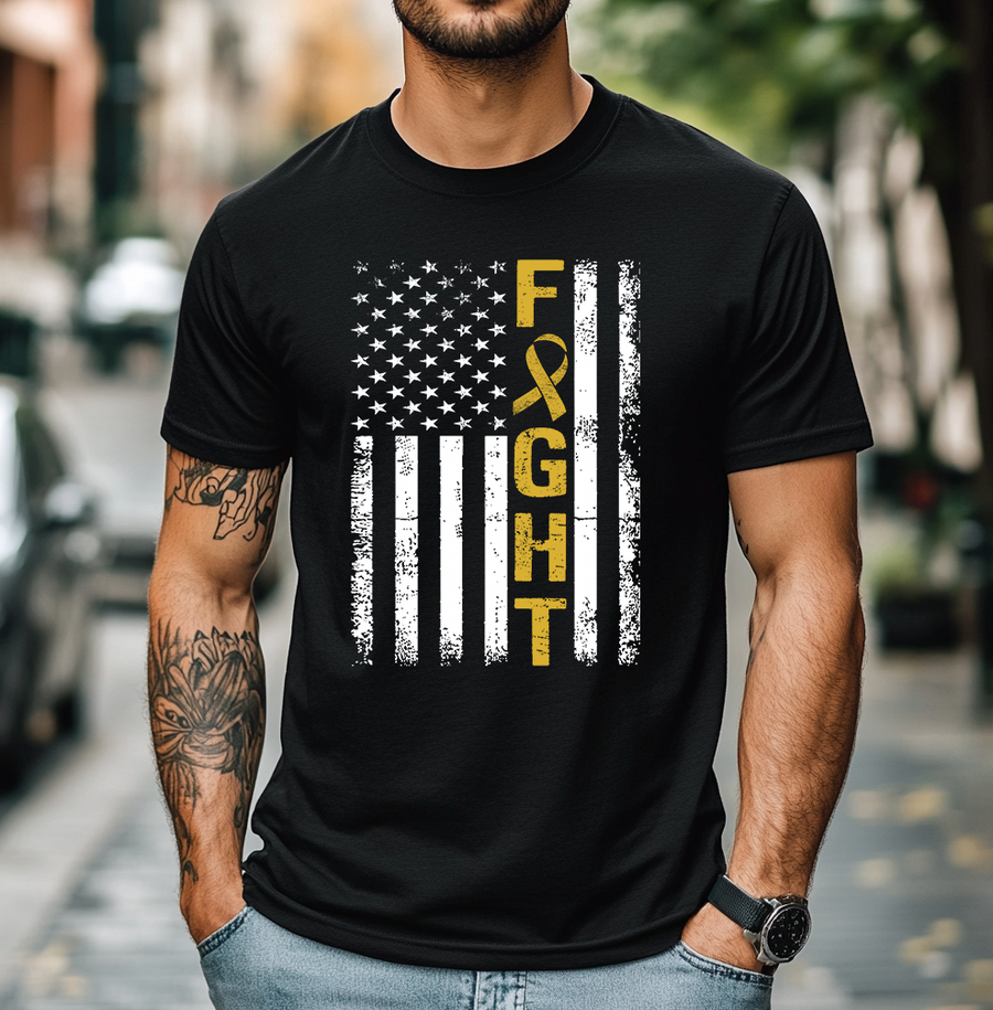 Childhood Cancer Fight Flag T-shirt (Boutique)