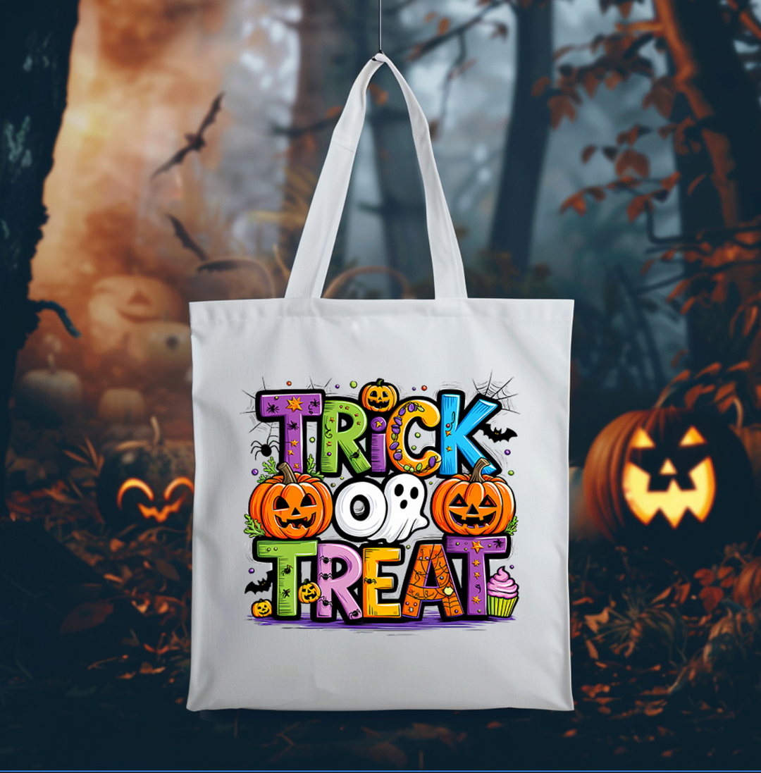 Colorful Trick or Treat Halloween Tote Bag