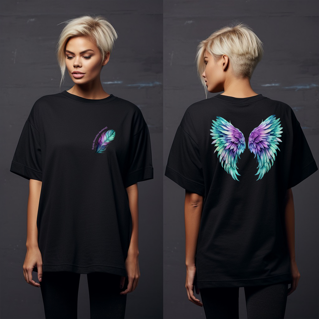 Suicide Prevention Wings - Back & Pocket Print T-Shirt (Boutique)